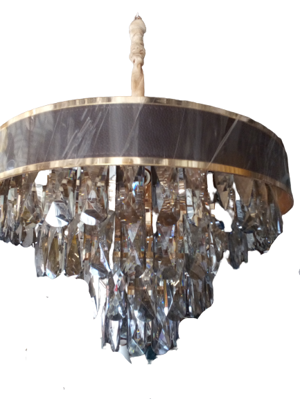 MODERN DECORATIVE CRYSTAL CHANDELIER WITH BLACK & GOLD CEILING
